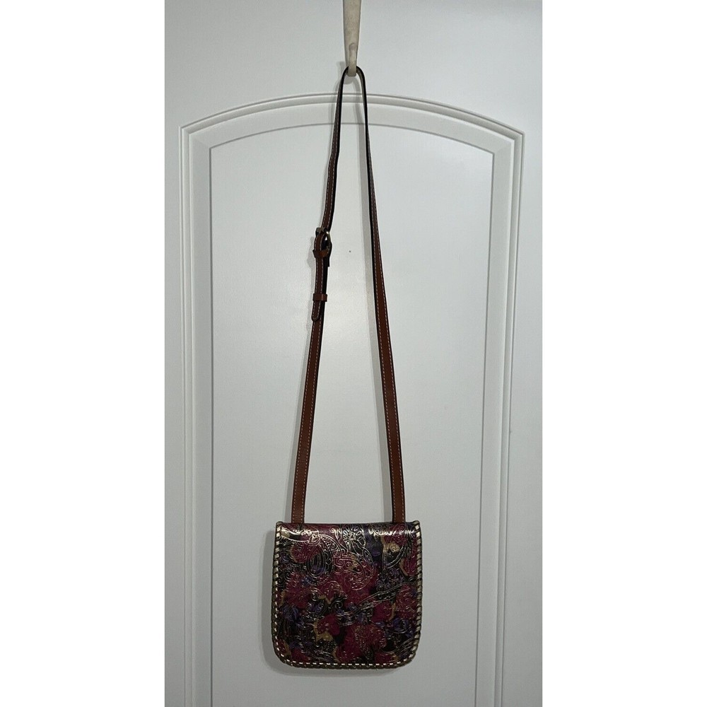 NWOT Patricia Nash Italian Leather Embossed Floral Paisley Crossbody, Multicolor